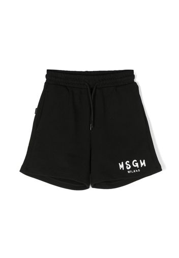 MSGM Kids logo-print track shorts - Black