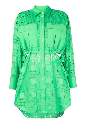 MSGM broderie-anglaise open back shirt dress - Green