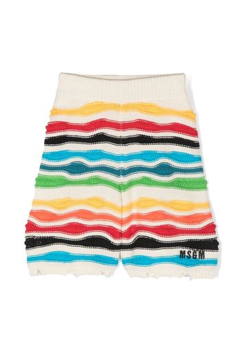 MSGM Kids multicolour distressed knitted shorts - Neutrals