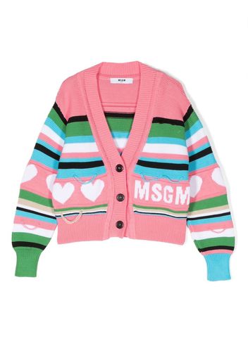 MSGM Kids Love-detail knit cardigan - Pink