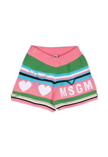 MSGM Kids logo tricot knit shorts - Pink