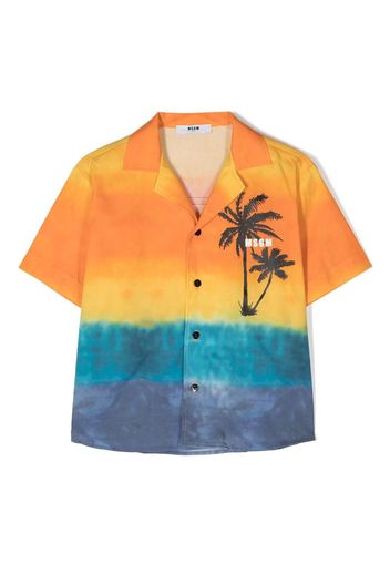 MSGM Kids palm-tree cotton shirt - Orange