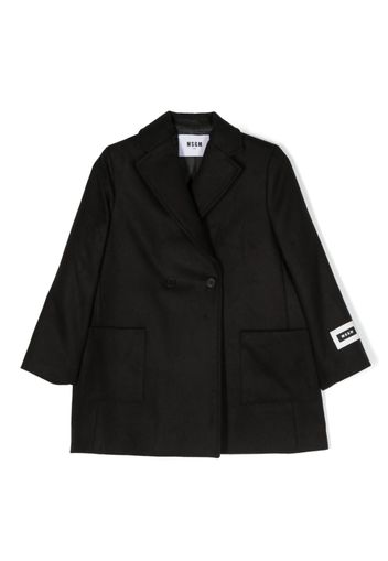 MSGM Kids logo-patch double-breasted coat - Black