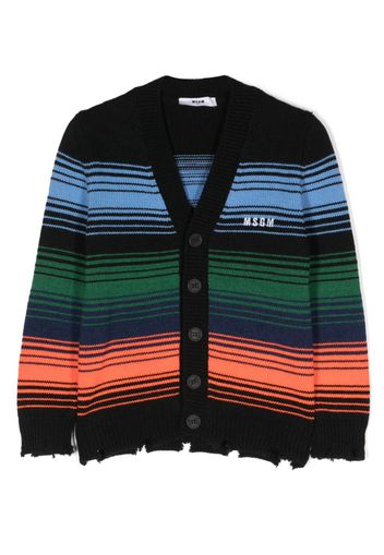 MSGM Kids logo-embroidered V-neck cardigan - Black