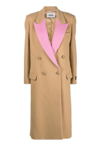 MSGM contrasting-lapel double-breasted coat - Neutrals