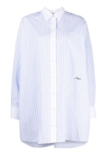 MSGM graphic-print striped shirt dress - Blue