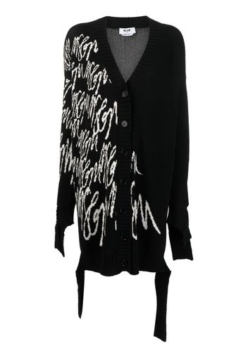 MSGM logo-print cotton cardi-coat - Black