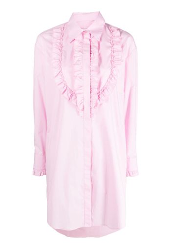 MSGM ruched-trim cotton shirt dress - Pink