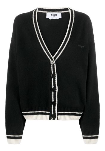 MSGM striped-edge wool-cashmere cardigan - Black