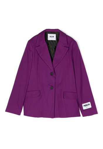 MSGM Kids logo-patch single-breasted blazer - Purple