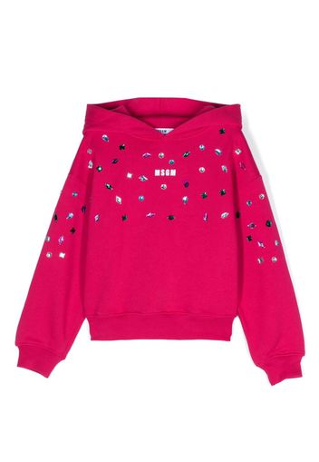 MSGM Kids crystal-embellished cotton hoodie - Pink