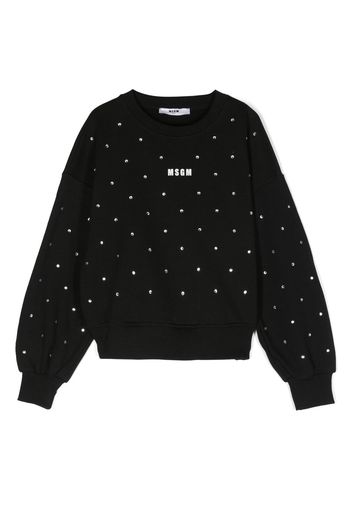 MSGM Kids crystal-embellished cotton sweatshirt - Black