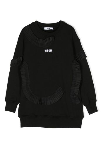 MSGM Kids logo-print pleat-detailing sweatshirt - Black