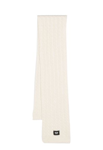 MSGM Kids logo-patch chunky-knit scarf - Neutrals