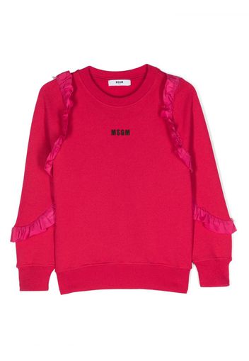 MSGM Kids logo-embroidered ruffle-detailing sweatshirt - Pink