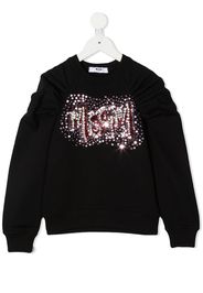 sequin embellished gathered sweatshirt