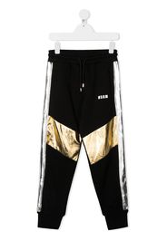 metallic-print track trousers