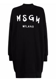 MSGM brushstroke-logo sweatshirt dress - Black