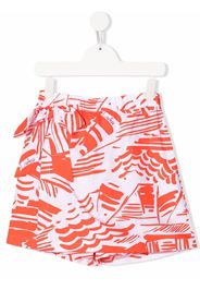 MSGM Kids geometric-print knee-length shorts - White