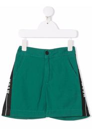 MSGM Kids logo-tape elasticated shorts - Green