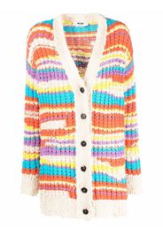 MSGM striped chunky knit cardigan - Neutrals