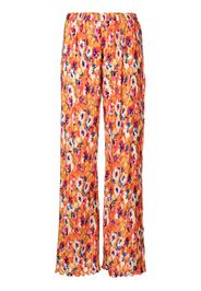 MSGM pleated floral-print trousers - Orange