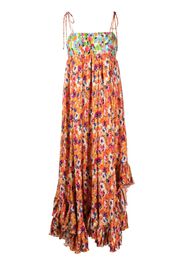 MSGM floral print pleated maxi dress - Orange