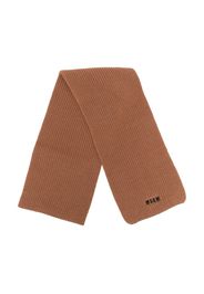 MSGM Kids embroidered-logo knitted scarf - Brown