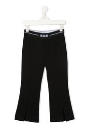 MSGM Kids logo-waist flared jersey trousers - Blue