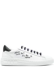 MSGM slogan-print leather sneakers - White