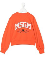 MSGM Kids textured-logo sweatshirt - Orange