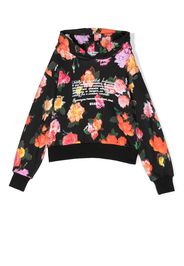 MSGM Kids floral print hoodie - Black