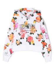 MSGM Kids floral-print cotton hoodie - White