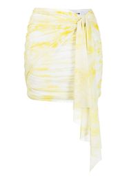 MSGM graphic-print ruched miniskirt - Yellow