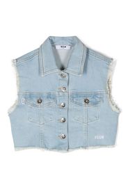 MSGM Kids frayed-edge denim gilet - Blue