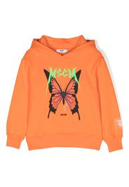 MSGM Kids logo-print cotton hoodie - Orange