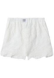 MSGM logo-patch scalloped lace shorts - White