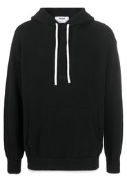 MSGM contrasting trim drawstring hoodie - Black