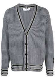 MSGM striped-trim buttoned cardigan - Grey