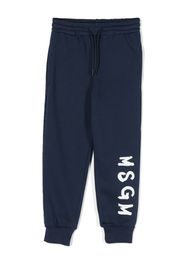 MSGM Kids logo-print cotton track pants - Blue