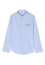 MSGM Kids logo-print striped shirt - Blue