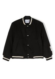 MSGM Kids logo-patch striped bomber jacket - Black