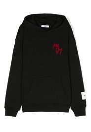 MSGM Kids logo-embroidered cotton hoodie - Black