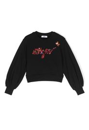 MSGM Kids logo-embroidered cotton jumper - Black