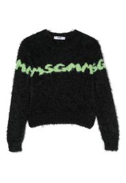 MSGM Kids logo intarsia-knit brushed jumper - Black