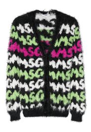 MSGM Kids brushed-effect intarsia-knit cardigan - Black