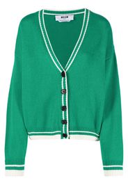 MSGM striped-edge knitted cardigan - Green