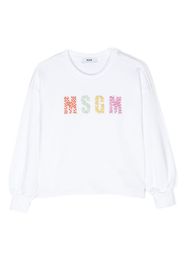 MSGM Kids bead-logo cotton sweatshirt - White