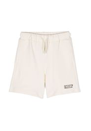 MSGM Kids rubberised-logo track shorts - Neutrals