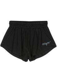 MSGM logo-embroidered cotton shorts - Black